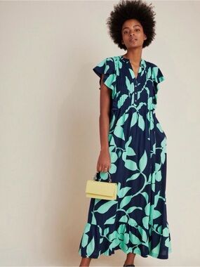 Anthropologie Maeve Cassandra Navy Maxi Dress